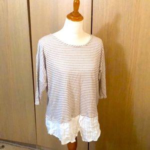 Bobeau medium dolman sleeve striped layer top